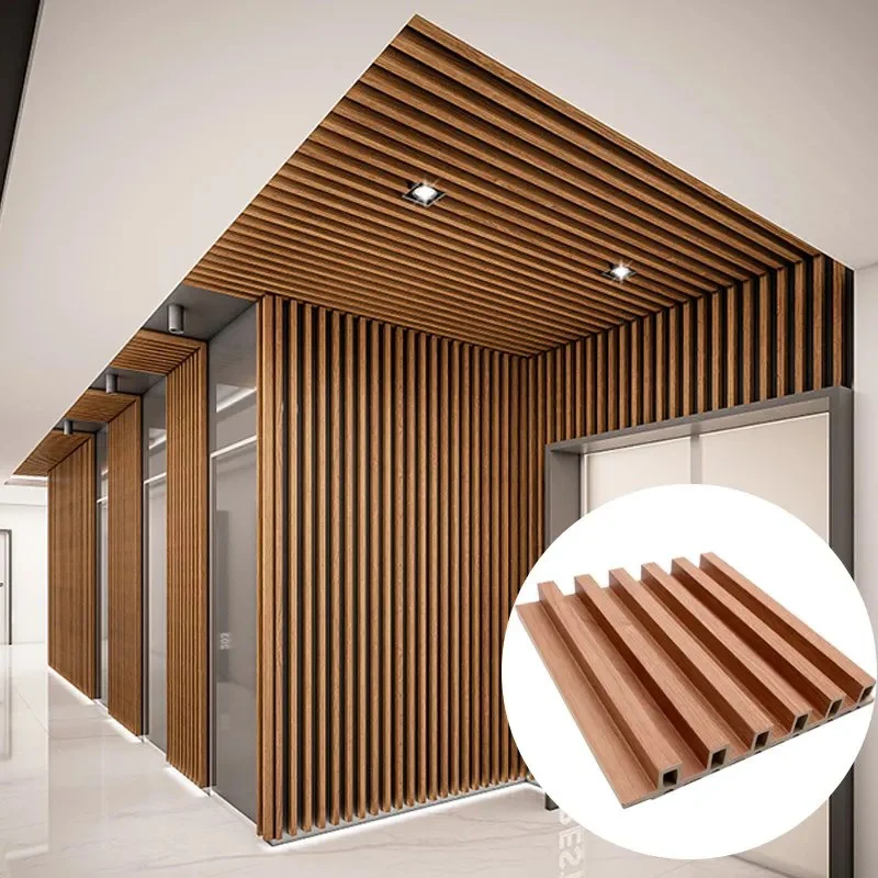 Houten korrel WPC -muur geribbeld paneel